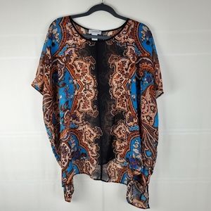 Carmen hi/lo paisley sheer coverup L
